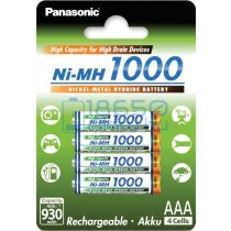   Panasonic 1000 930mAh (AAA / R03) Mikró Újratölthető Elem / Ni-MH Akkumulátor (4db)