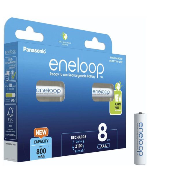 Panasonic Eneloop 800mAh (AAA / R03) Mikró Újratölthető Elem / Ni-MH Akkumulátor (8db)