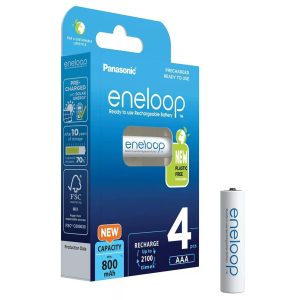 Panasonic Eneloop 800mAh (AAA / R03) Mikró Újratölthető Elem / Ni-MH Akkumulátor (4db)