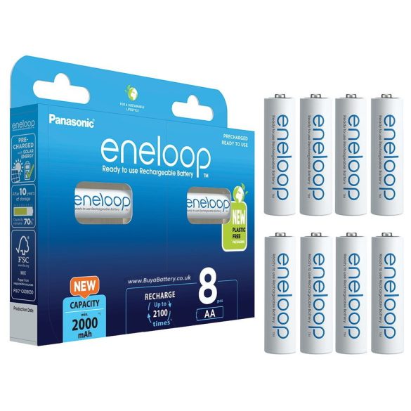 Panasonic Eneloop 2000mAh (AA / R6) Ceruza Újratölthető Elem / Ni-MH Akkumulátor (8db)