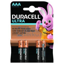   Duracell Ultra Powercheck Alkáli Tartós (AAA / LR03 / MX2400) Mikro Elem (4db)