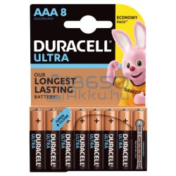   Duracell Ultra Powercheck Alkáli Tartós (AAA / LR03 / MX2400) Mikro Elem (8db)