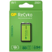   GP ReCyko 200 200mAh 6F22 9V Újratölthető Elem / Ni-MH Akkumulátor