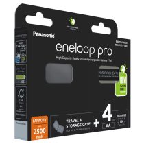   Panasonic Eneloop Pro 2500mAh (AA / R6) Ceruza Újratölthető Elem / Ni-MH Akkumulátor (4db) + Box